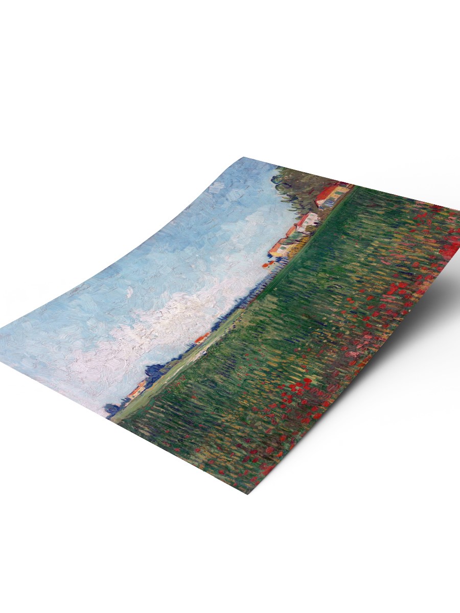 Van Gogh Field with Poppy Tablo Sanatsal Ünlü Ressam Poster Çerçevesiz Yüksek Kalite Poster