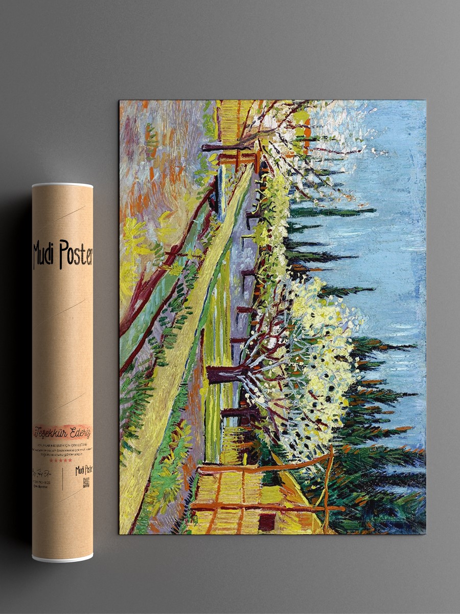 Van Gogh Flowering Orchard Tablo Sanatsal Ünlü Ressam Poster Çerçevesiz Yüksek Kalite Poster