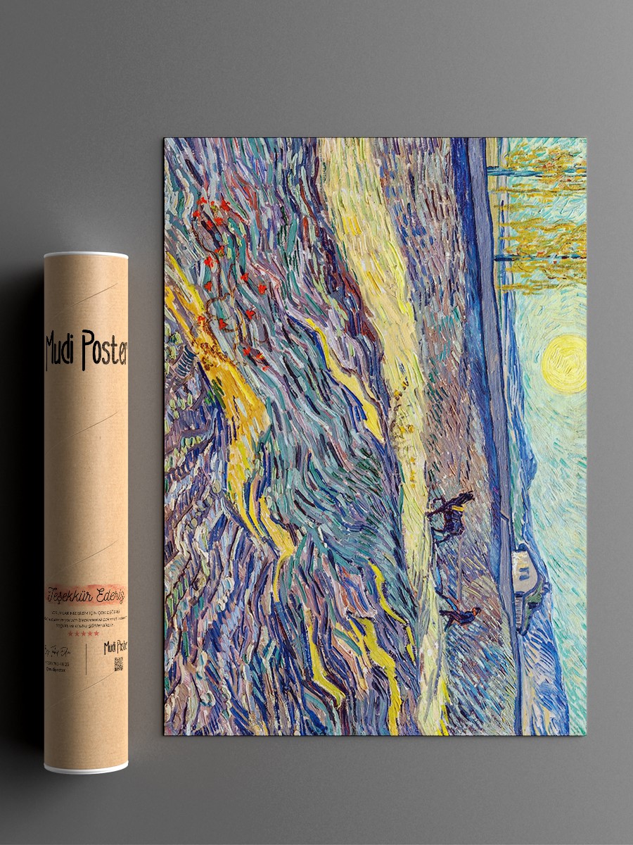 Van Gogh Plowing Farmer Tablo Sanatsal Ünlü Ressam Poster Çerçevesiz Yüksek Kalite Poster