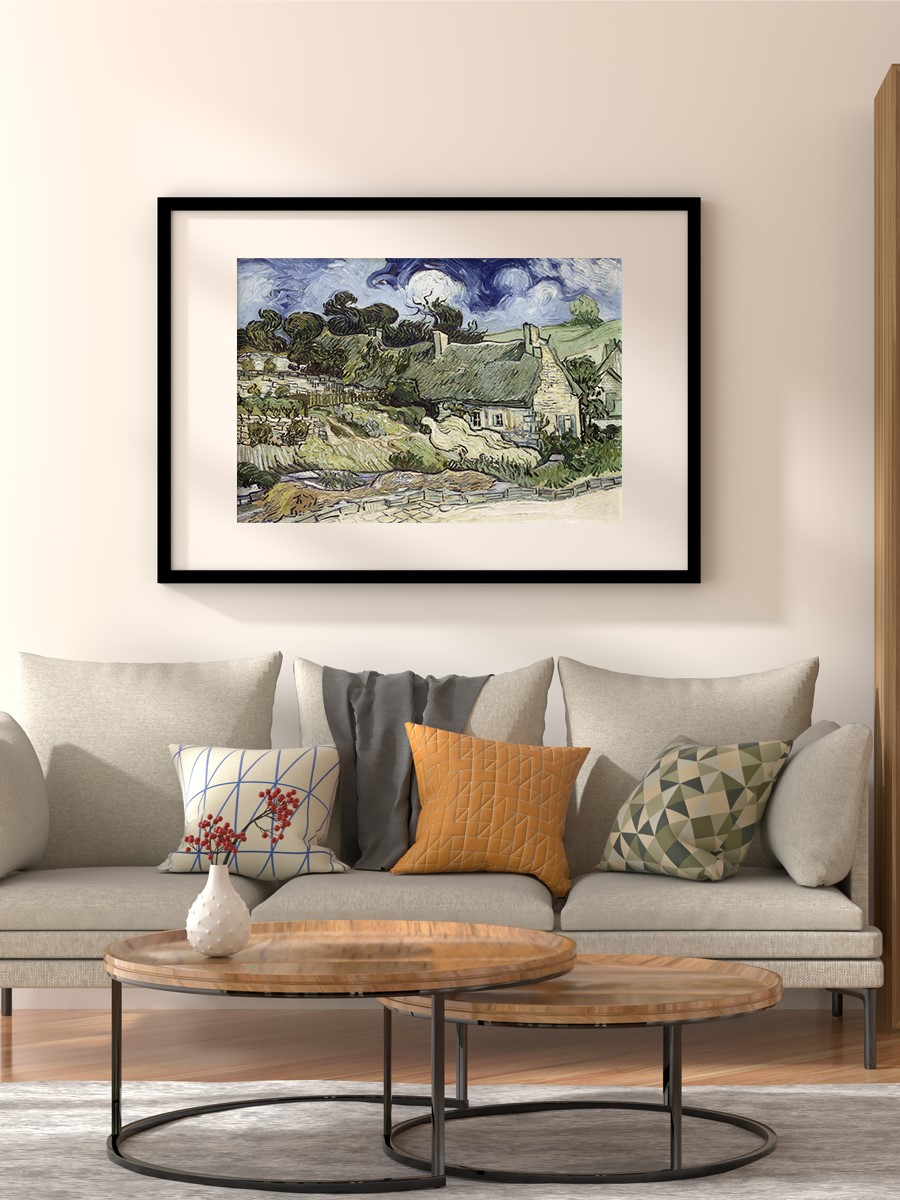 Van Gogh Thatched Cottage  Tablo Sanatsal Ünlü Ressam Poster Çerçevesiz Yüksek Kalite Poster
