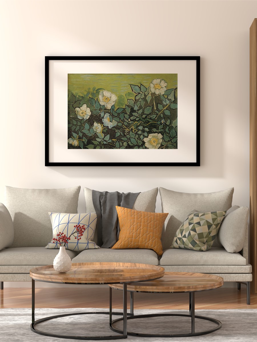 Van Gogh Wild Roses Tablo Sanatsal Ünlü Ressam Poster Çerçevesiz Yüksek Kalite Poster