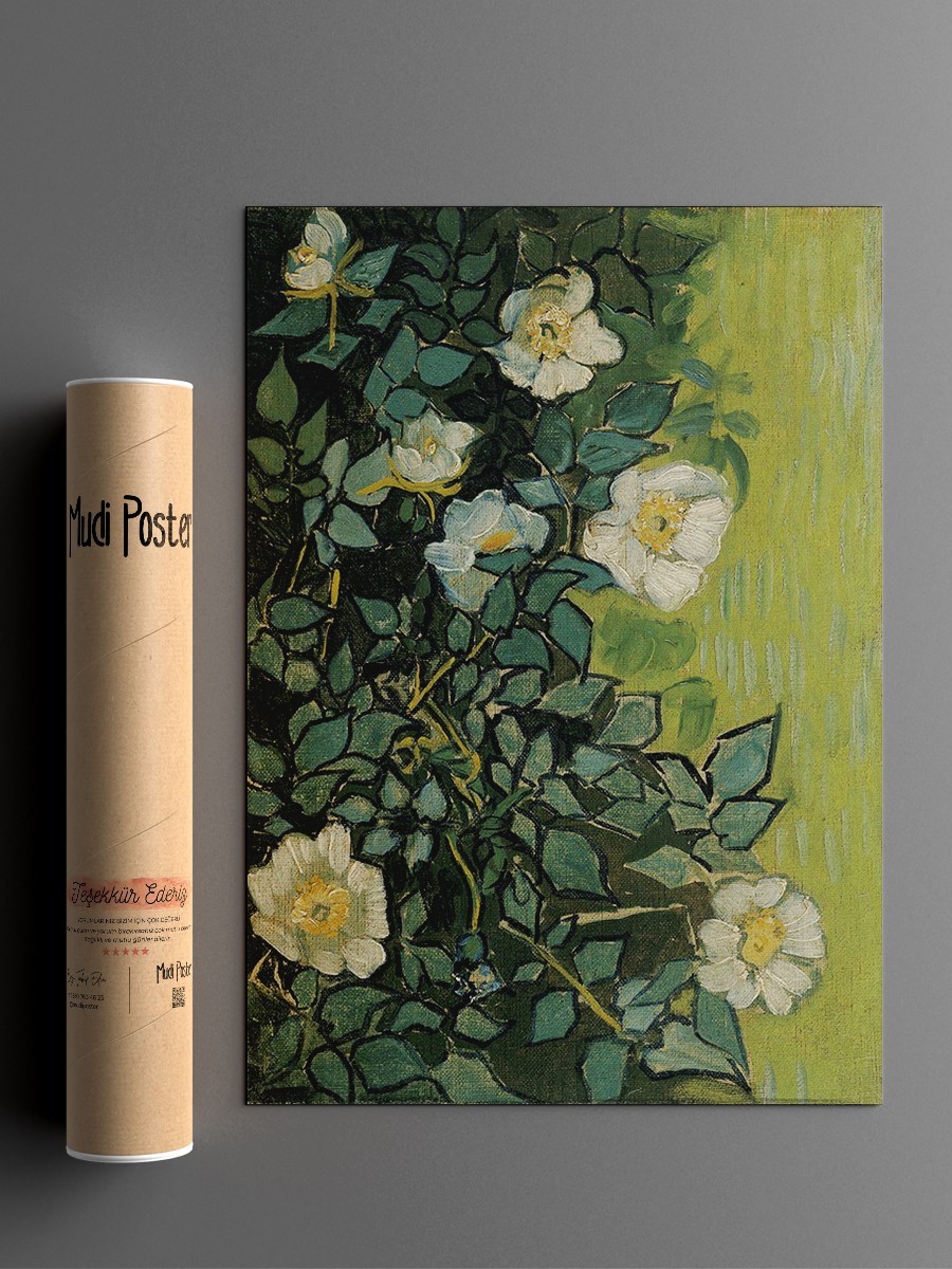 Van Gogh Wild Roses Tablo Sanatsal Ünlü Ressam Poster Çerçevesiz Yüksek Kalite Poster