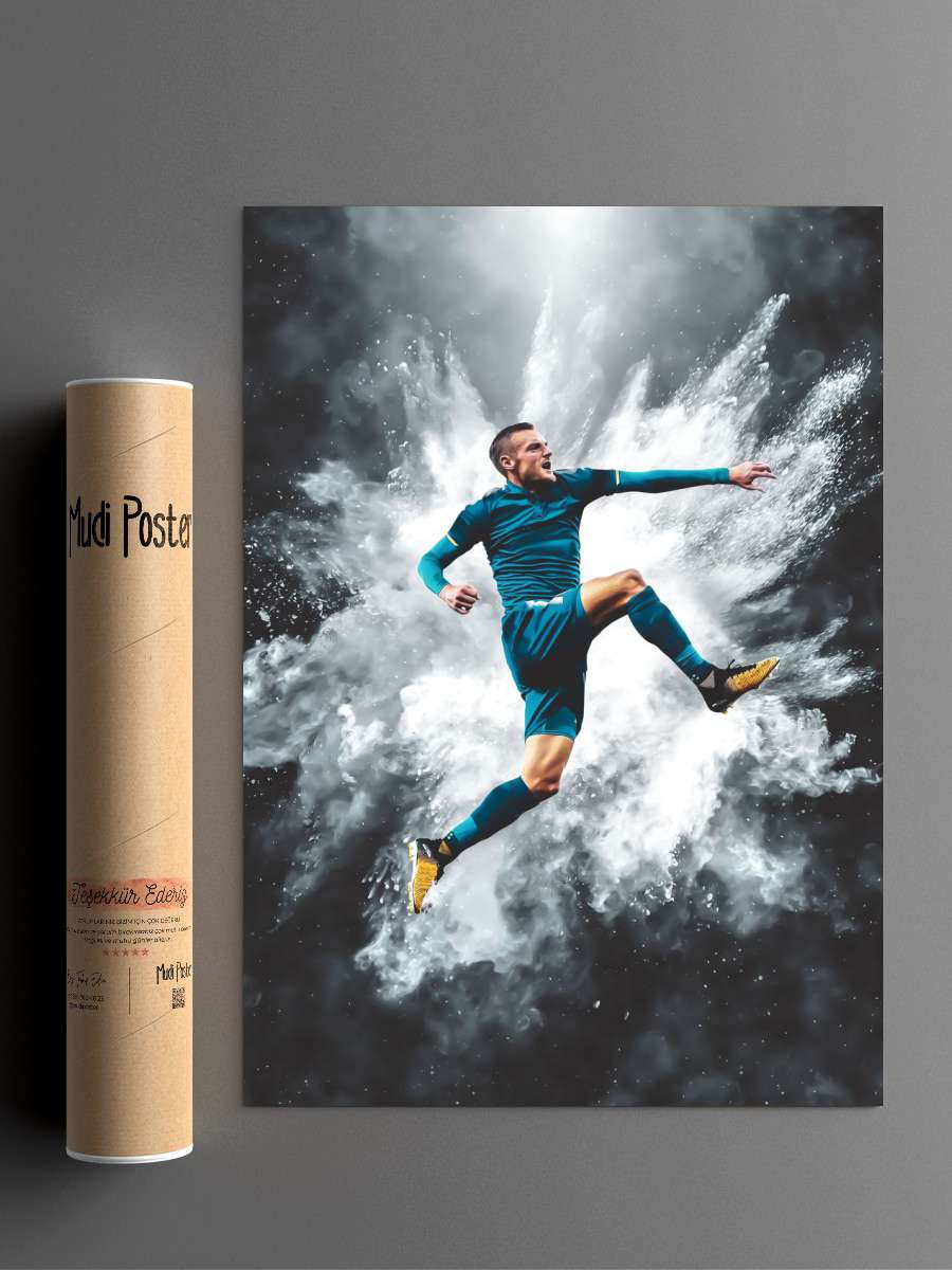 Vardy Illustration Futbol Poster Çerçevesiz Yüksek Kalite Futbolcu Duvar Poster