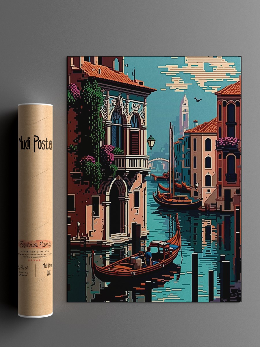  Venice Pixel art Poster, Çerçevesiz Tv Film Poster