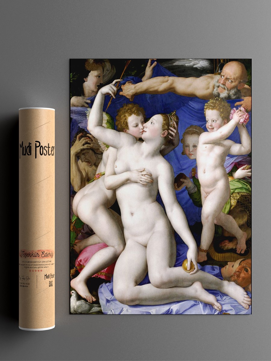 Venus Cupid Folly and Time Tablo Sanatsal Ünlü Ressam Poster Çerçevesiz Yüksek Kalite Poster