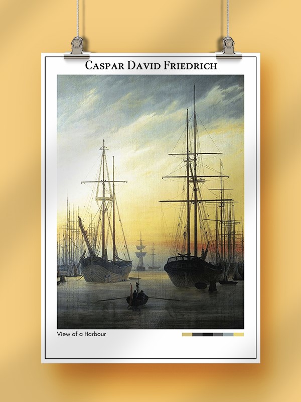 Caspar David Friedrich View of a Harbour Poster