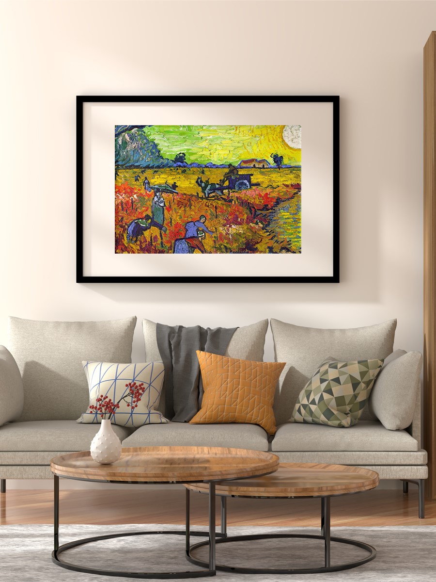 Vincent Gogh Red Vineyard Tablo Sanatsal Ünlü Ressam Poster Çerçevesiz Yüksek Kalite Poster