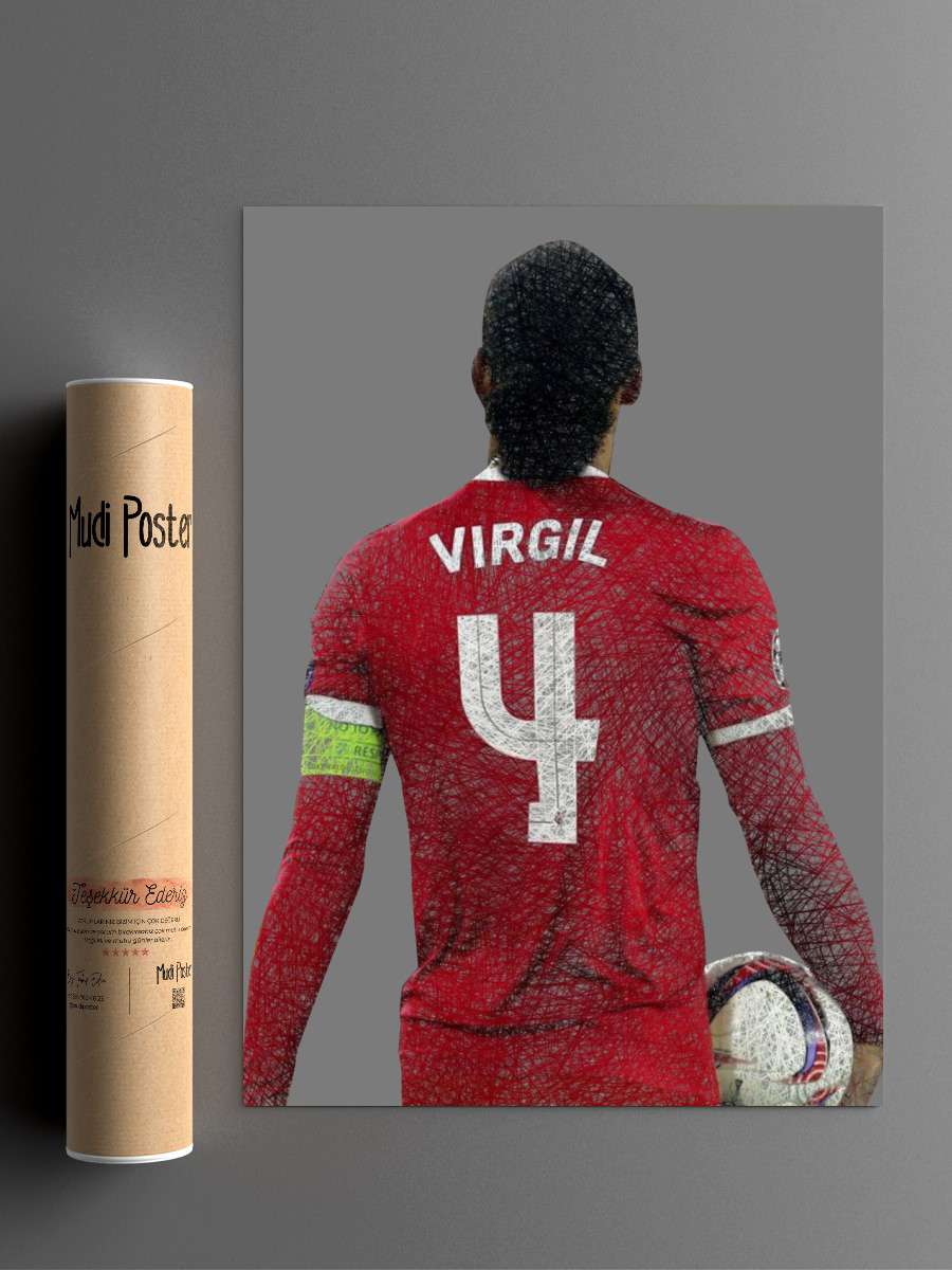 Virgil van Dijk Futbol Poster Çerçevesiz Yüksek Kalite Futbolcu Duvar Poster