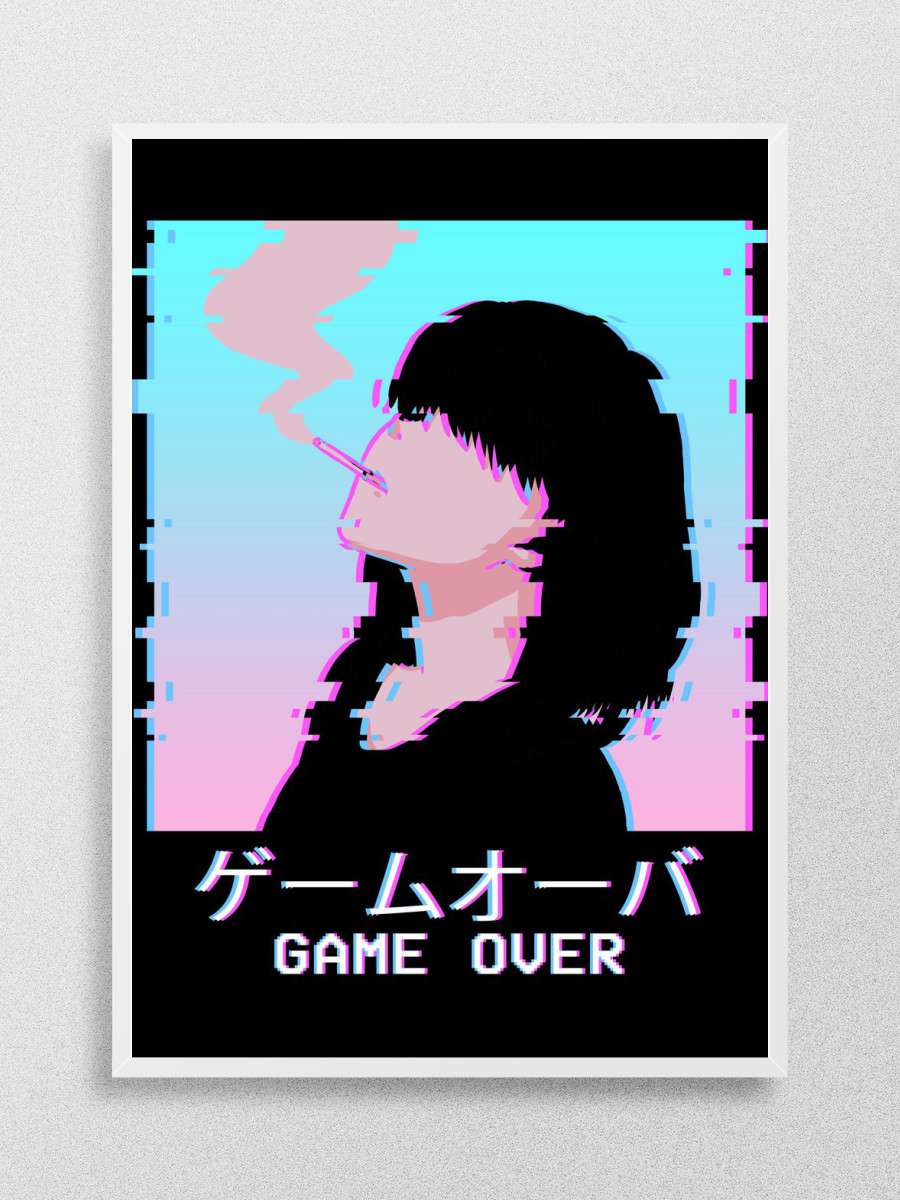 Waifu Anime Girl Smoking Anime Poster Çerçevesiz Yüksek Kalite Anime Duvar Poster