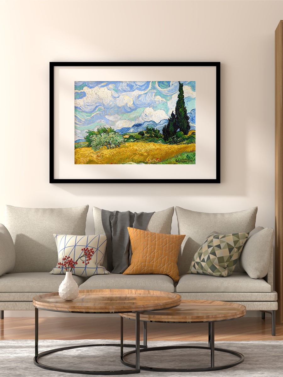 Wheat Field with Cypresses Tablo Sanatsal Ünlü Ressam Poster Çerçevesiz Yüksek Kalite Poster