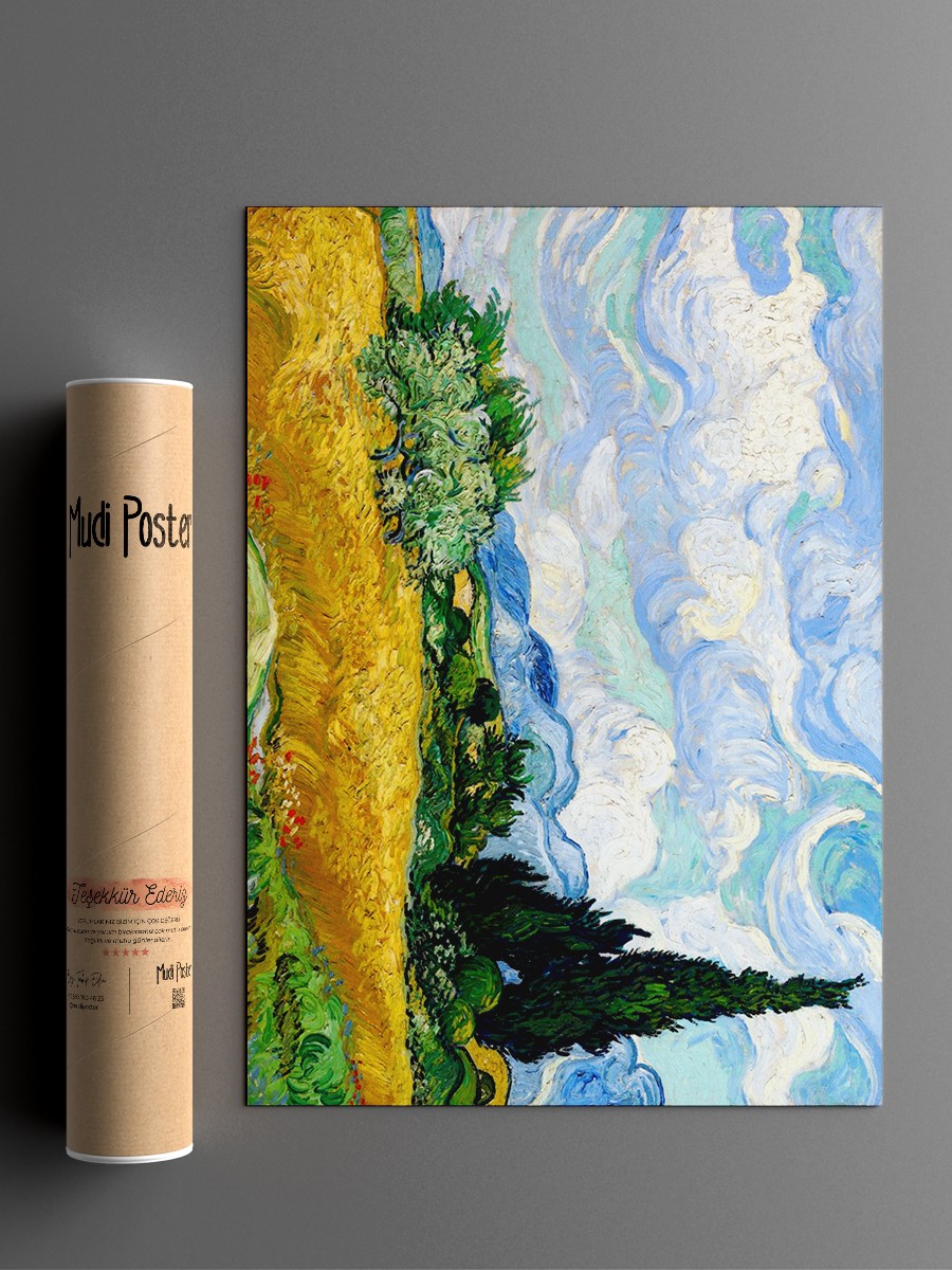 Wheat Field with Cypresses Tablo Sanatsal Ünlü Ressam Poster Çerçevesiz Yüksek Kalite Poster