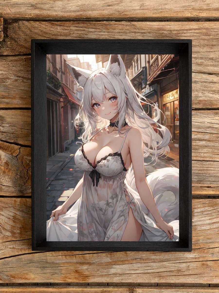 White Anime Fox Girl Anime Poster Çerçevesiz Yüksek Kalite Anime Duvar Poster