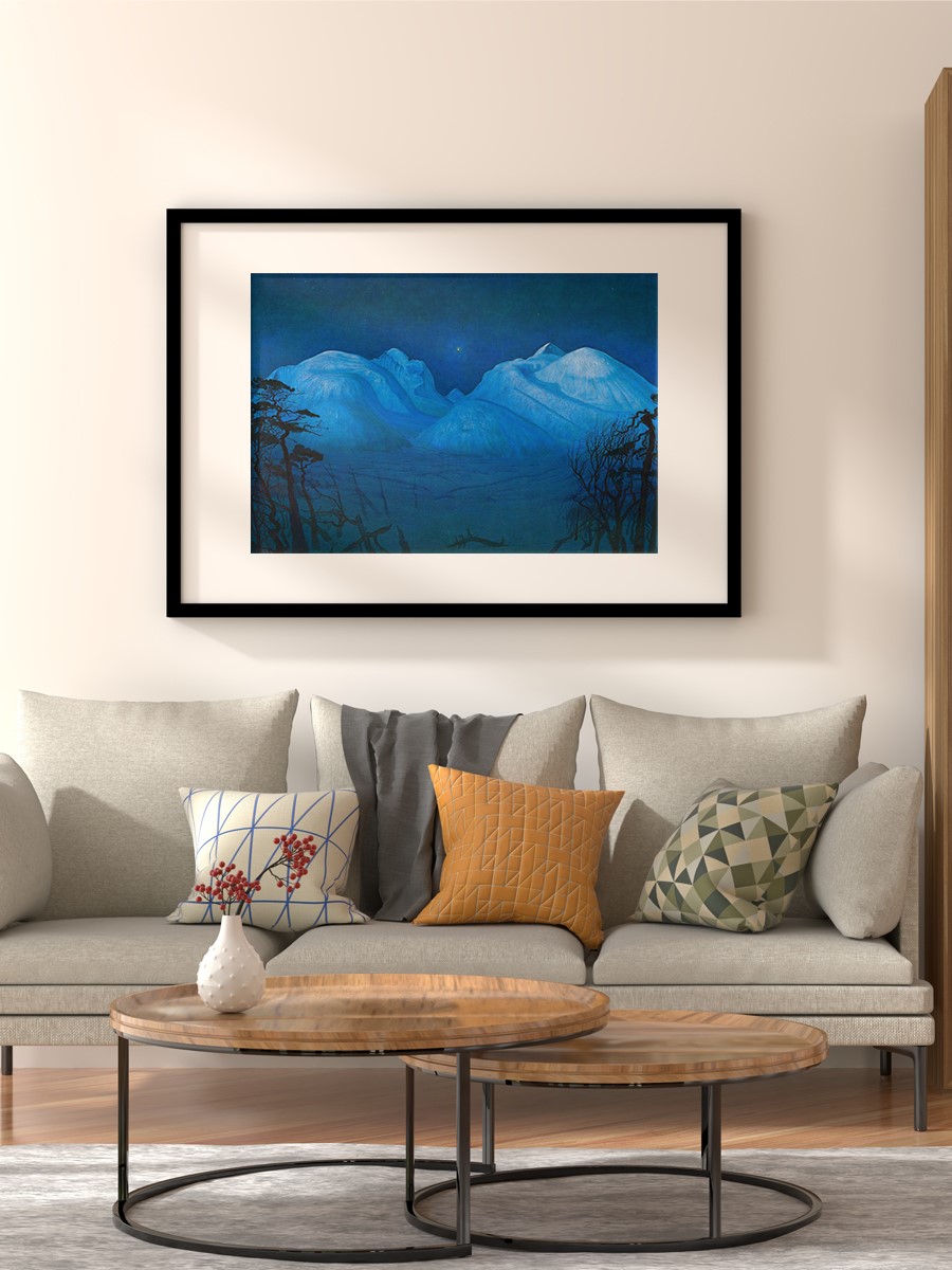Winter Night in Mountains Tablo Sanatsal Ünlü Ressam Poster Çerçevesiz Yüksek Kalite Poster