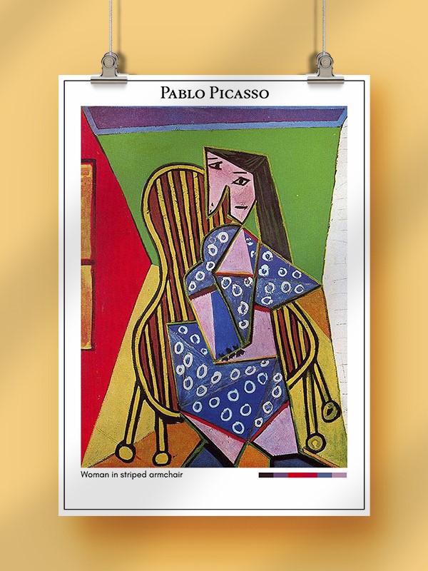 Pablo Picasso Woman in striped armchair Poster
