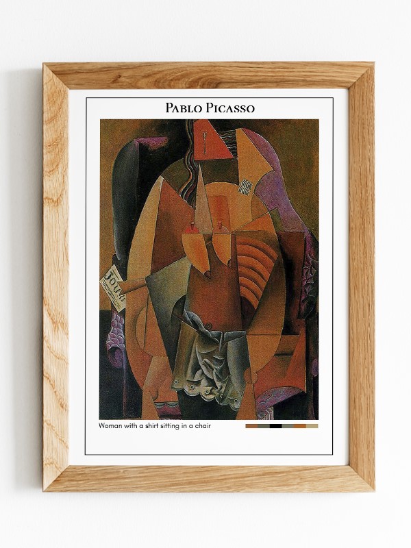 Pablo Picasso Woman with a shirt sitting in a chair Poster