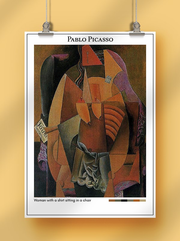 Pablo Picasso Woman with a shirt sitting in a chair Poster