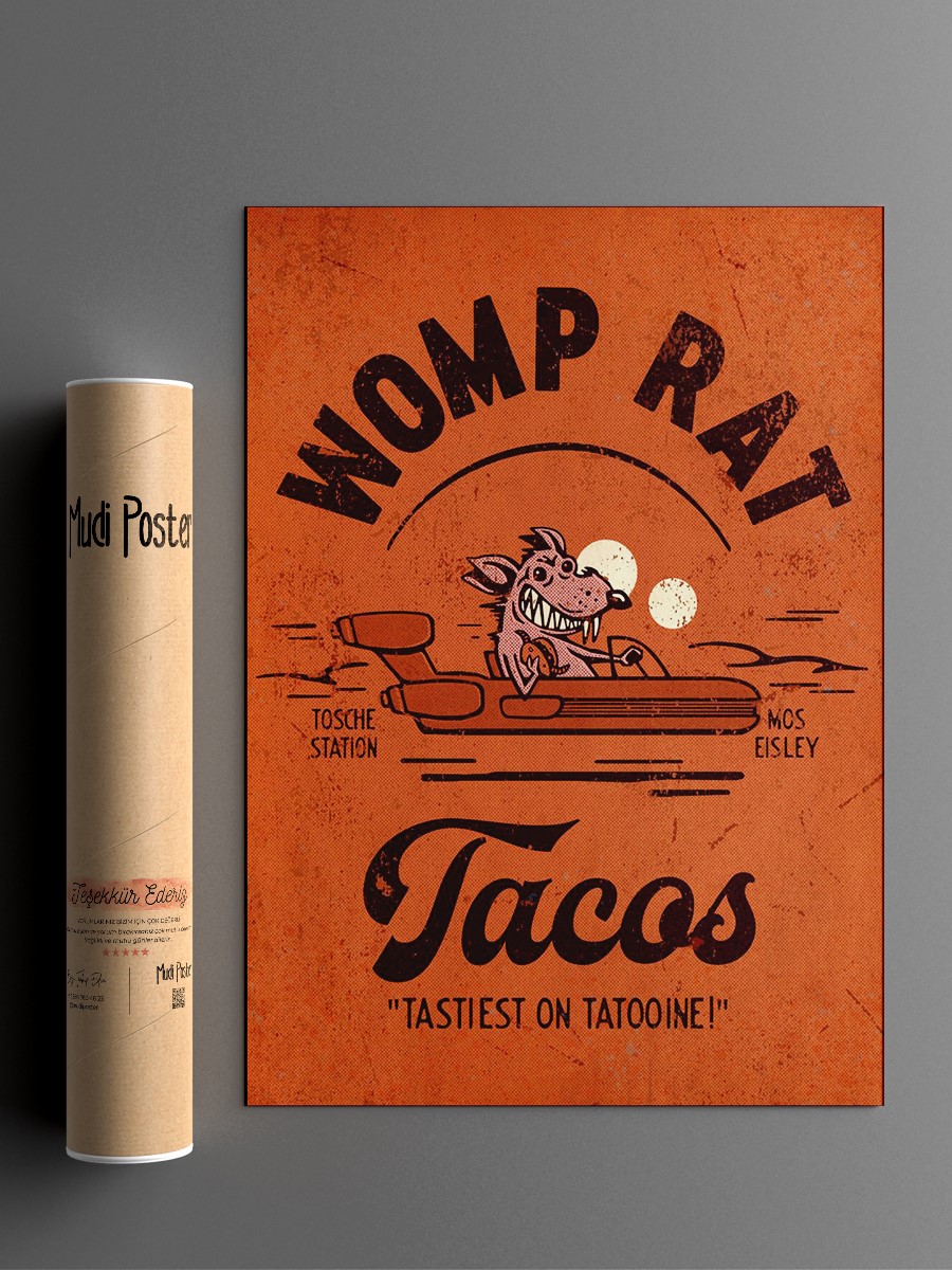 Womp Rat Tacos Poster, Çerçevesiz Tv Film Poster