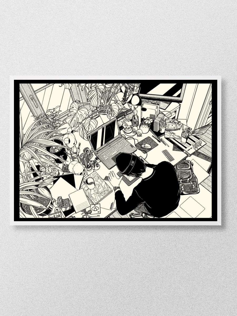 Workspace Anime Poster Çerçevesiz Yüksek Kalite Anime Duvar Poster