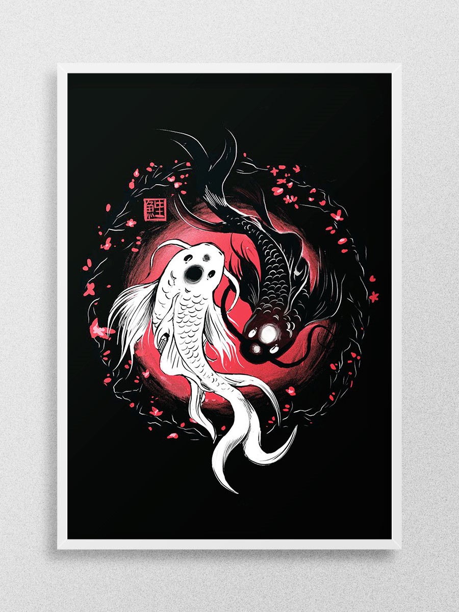Yin Yang Koi Fish Anime Poster Çerçevesiz Yüksek Kalite Anime Duvar Poster
