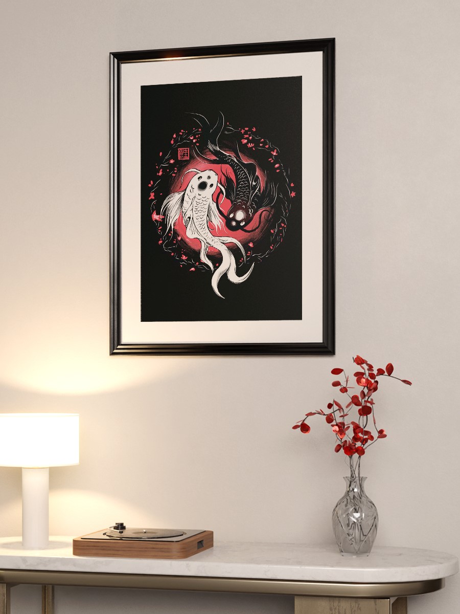 Yin Yang Koi Fish Anime Poster Çerçevesiz Yüksek Kalite Anime Duvar Poster