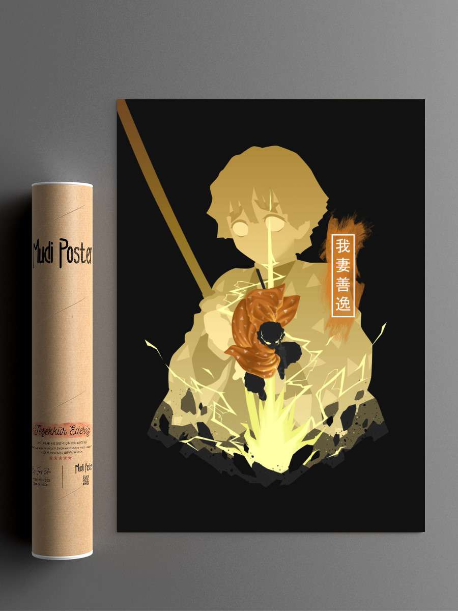 Zenitsu Agatsuma Anime Poster Çerçevesiz Yüksek Kalite Anime Duvar Poster