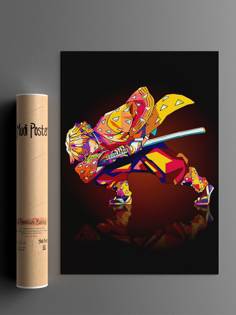 Zenitsu Pop Art Anime Poster Çerçevesiz Yüksek Kalite Anime Duvar Poster