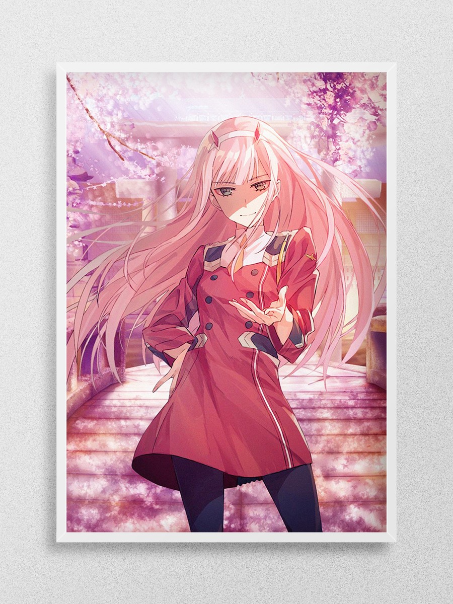 Zero Two Sakura Horns Anime Poster Çerçevesiz Yüksek Kalite Anime Duvar Poster
