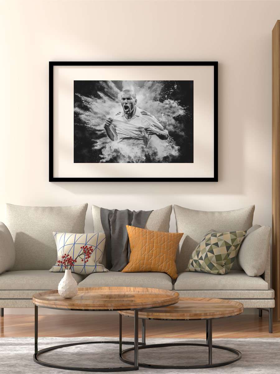 Zidane Illustration Futbol Poster Çerçevesiz Yüksek Kalite Futbolcu Duvar Poster