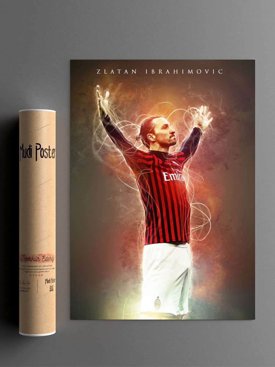 Zlatan Ibrahimovic Futbol Poster Çerçevesiz Yüksek Kalite Futbolcu Duvar Poster