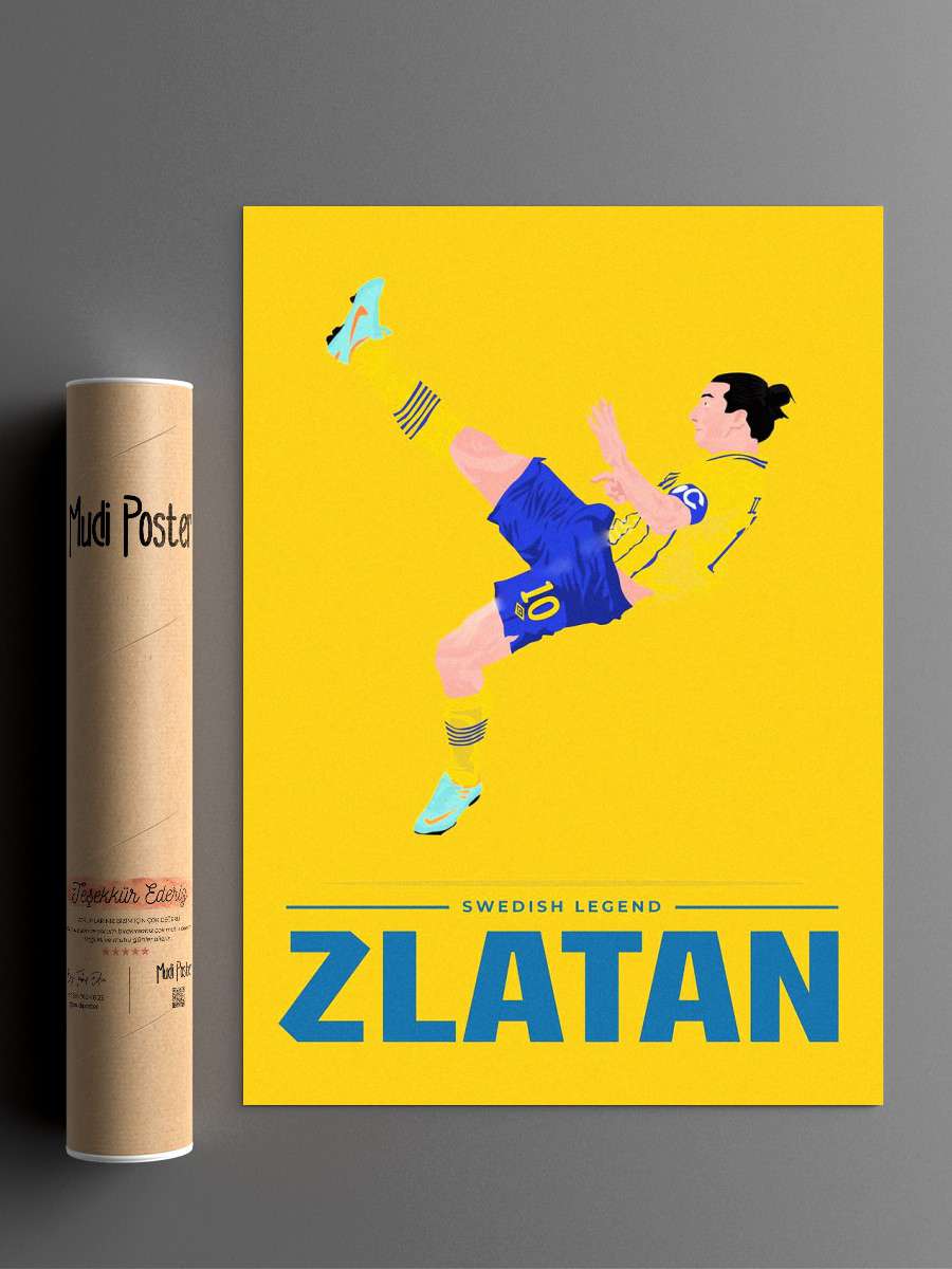 Zlatan Ibrahimovic Futbol Poster Çerçevesiz Yüksek Kalite Futbolcu Duvar Poster